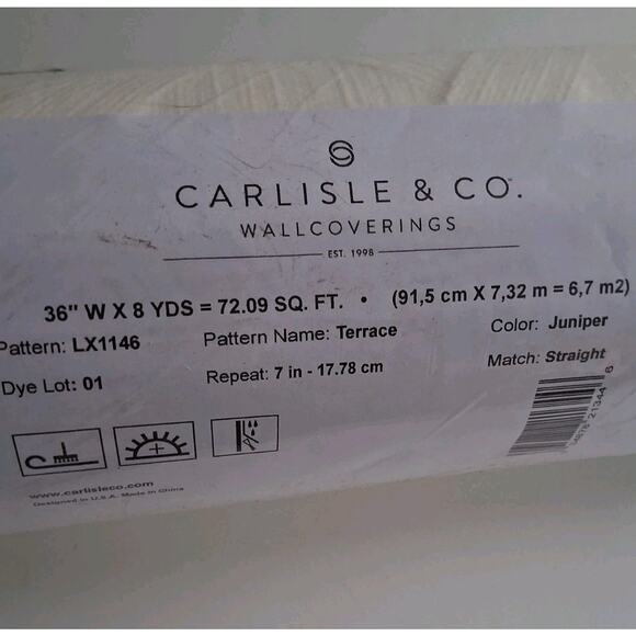 Carlisle & Co Wallcovering Terrace LX1146 Juniper. 8yd Roll - Picture 3 of 12